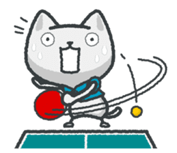 talk in table tennis!Sticker White cat sticker #3949684