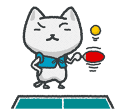 talk in table tennis!Sticker White cat sticker #3949685