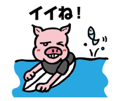 The pig surfing sticker #3953018
