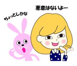 Girl and rabbit that has a bitter tongue sticker #3953080