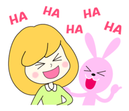 Girl and rabbit that has a bitter tongue sticker #3953082