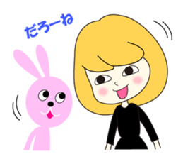 Girl and rabbit that has a bitter tongue sticker #3953083