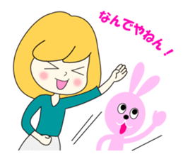 Girl and rabbit that has a bitter tongue sticker #3953086