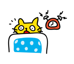 yellow cat and pink rabbit Sticker sticker #3973807