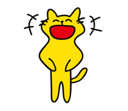 yellow cat and pink rabbit Sticker sticker #3973813