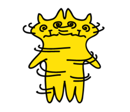 yellow cat and pink rabbit Sticker sticker #3973819