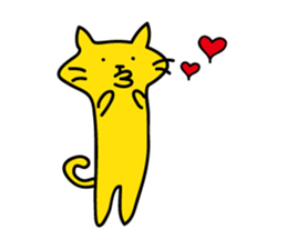 yellow cat and pink rabbit Sticker sticker #3973825