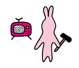 yellow cat and pink rabbit Sticker sticker #3973828