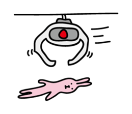 yellow cat and pink rabbit Sticker sticker #3973830