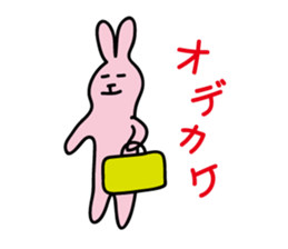 yellow cat and pink rabbit Sticker sticker #3973832