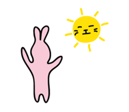 yellow cat and pink rabbit Sticker sticker #3973836