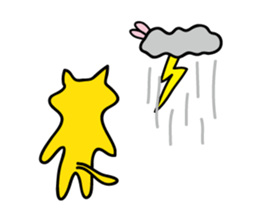 yellow cat and pink rabbit Sticker sticker #3973837