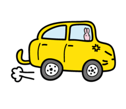 yellow cat and pink rabbit Sticker sticker #3973838