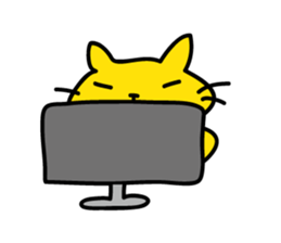 yellow cat and pink rabbit Sticker sticker #3973841