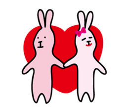 yellow cat and pink rabbit Sticker sticker #3973842