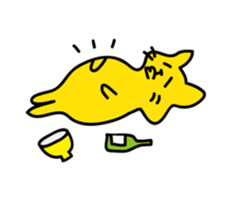 yellow cat and pink rabbit Sticker sticker #3973843