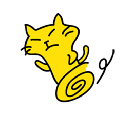 yellow cat and pink rabbit Sticker sticker #3973845