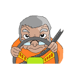 Old man working with BARON sticker #3975277