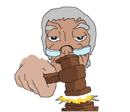 Old man working with BARON sticker #3975284