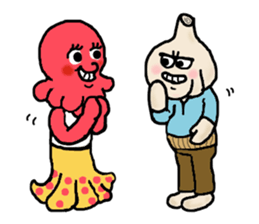 Garlic and octopus sticker #4017631