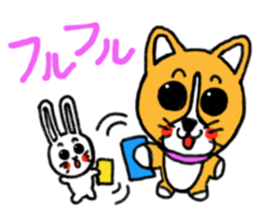 Smile! Corgi dog and rabbit. sticker #4019155