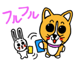 Smile! Corgi dog and rabbit. sticker #4019155