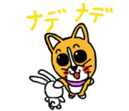 Smile! Corgi dog and rabbit. sticker #4019157