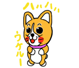 Smile! Corgi dog and rabbit. sticker #4019172