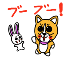 Smile! Corgi dog and rabbit. sticker #4019175