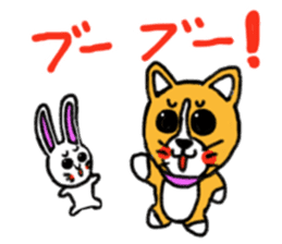 Smile! Corgi dog and rabbit. sticker #4019175