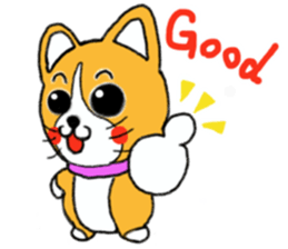 Smile! Corgi dog and rabbit. sticker #4019185