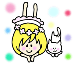 YURUFUWA girl and cat sticker #4028287