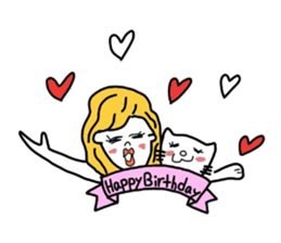 Pretty girls and cat sticker #4037471