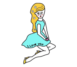 Pretty girls and cat sticker #4037473