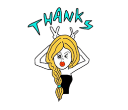 Pretty girls and cat sticker #4037487