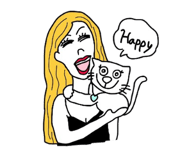 Pretty girls and cat sticker #4037489