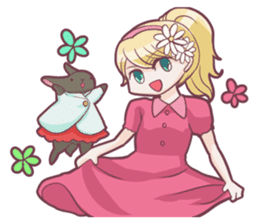Girl and rabbits sticker #4053287