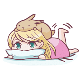 Girl and rabbits sticker #4053290