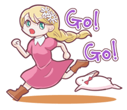 Girl and rabbits sticker #4053304