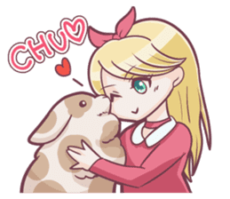 Girl and rabbits sticker #4053309
