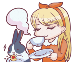 Girl and rabbits sticker #4053316
