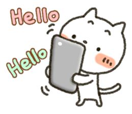 Simple white cat!! sticker #4059096