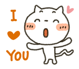 Simple white cat!! sticker #4059098