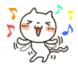 Simple white cat!! sticker #4059118