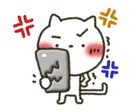 Simple white cat!! sticker #4059125