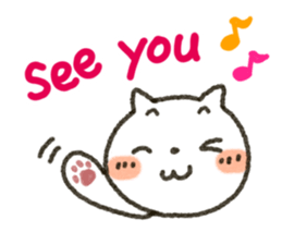 Simple white cat!! sticker #4059134