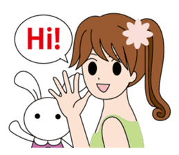 Moe-chan and her stuffed rabbit 2 sticker #4077296