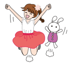 Moe-chan and her stuffed rabbit 2 sticker #4077298