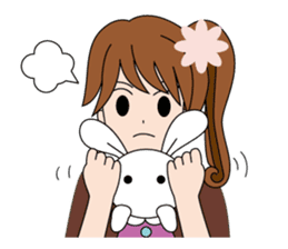 Moe-chan and her stuffed rabbit 2 sticker #4077299
