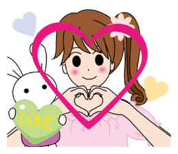 Moe-chan and her stuffed rabbit 2 sticker #4077300